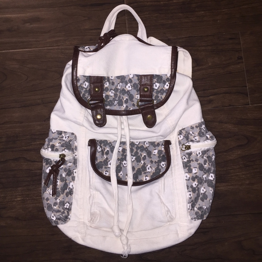 White and Floral Backpack
